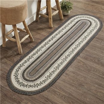 Floral Vine Jute Rug/Runner Oval w/ Pad 24x78