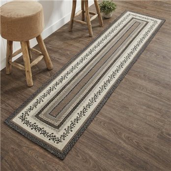 Floral Vine Jute Rug/Runner Rect w/ Pad 24x96