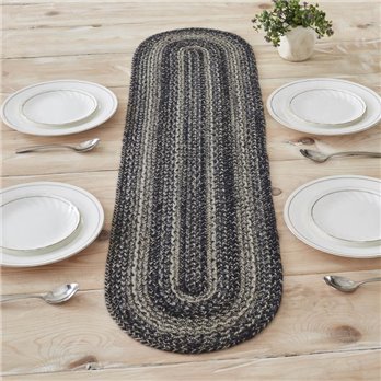 Sawyer Mill Black White Jute Oval Runner 12x48