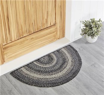 Sawyer Mill Black White Jute Rug Half Circle w/ Pad 19.5x36