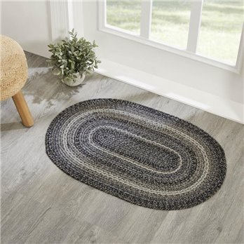 Sawyer Mill Black White Jute Rug Oval w/ Pad 24x36