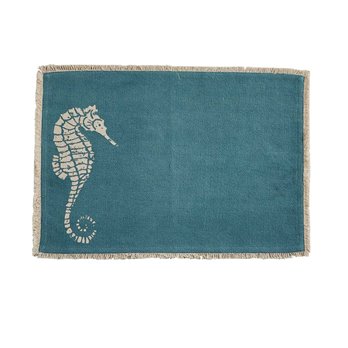 Seahorse Print Aqua Woven Placemat