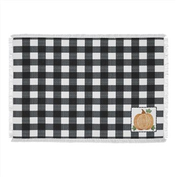 Annie Black Check Pumpkin Placemat Set of 2 13x19