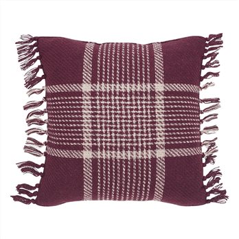 Eston Burgundy Tan Plaid Pillow 12x12