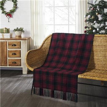 Cumberland Red Black Plaid Woven Throw 50x60