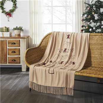 Gable Prim Christmas Blessings Woven Throw 50x60