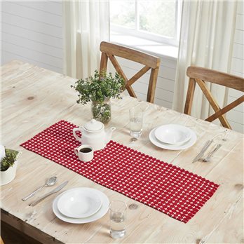 Gallen Red White Runner Fringed 12x36