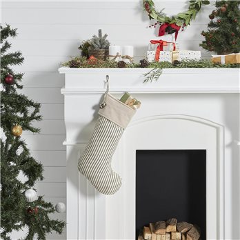 Sawyer Mill Charcoal Ticking Stripe Stocking 12x20