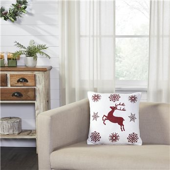 Scandia Snowflake Red White Pillow 16x16