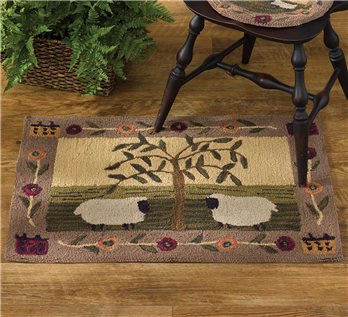 Willow & Sheep Hooked Rug