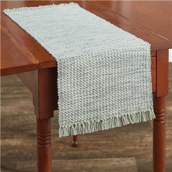 Basketweave Table Runner 13X36 Barely Blue