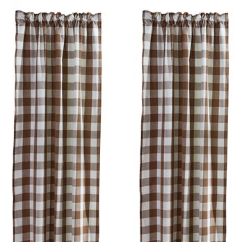 Wicklow Lined Panel Pr. 72"X84" - Brown And Cream