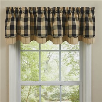 Wicklow Check Lined Layered Valance 72X16 - Black