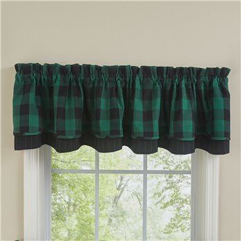 Wicklow Check Lined Layered Valance 72X16 - Forest