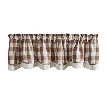 Wicklow Lined Layered Valance 72"X16" - Brown And Cream