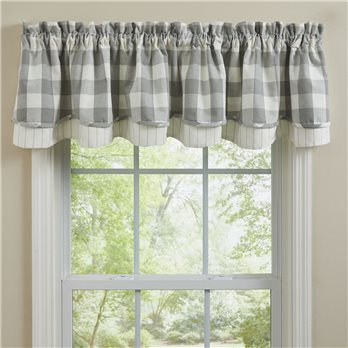 Wicklow Check Lined Layered Valance 72X16 - Dove