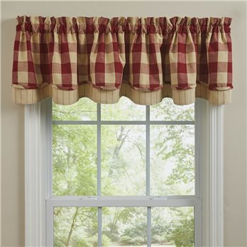 Wicklow Check Lined Layered Valance 72X16 - Garnet