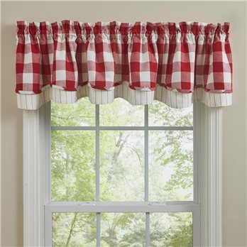 Wicklow Check Lined Layered Valance 72X16 - Red