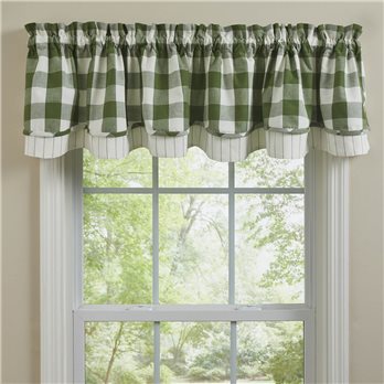 Wicklow Check Lined Layered Valance 72X16 - Sage Green