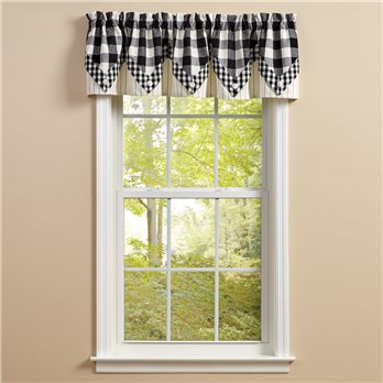 Wicklow Check Lined Point Valance 72X15 Black/Cream