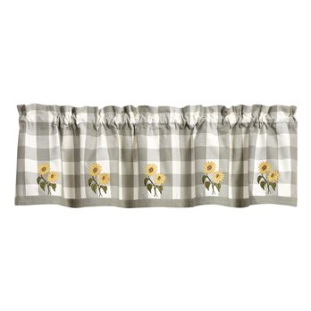 Wicklow Check Sunflower Embroidered Lined Valance 60X14