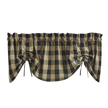 Wicklow Check Lined Farmhouse Valance - Black