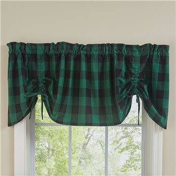 Wicklow Check Lined Farmhouse Valance - Forest