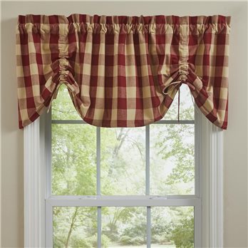 Wicklow Check Lined Farmhouse Valance - Garnet