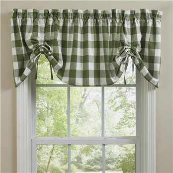 Wicklow Check Lined Farmhouse Valance - Sage