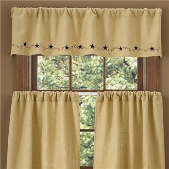 Burlap Star Lined Valance 60X14