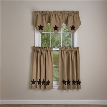 Taupe&Star Lndtrpl Pt ValanceBlack