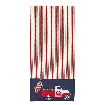 Star Spangled Truck Embroidered Dishtowel