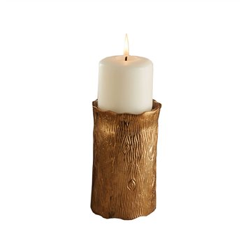 Birch Pillar Candle Holder / Vase Short Gold