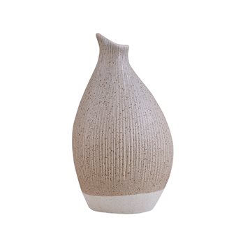 Organic Ribbed Vase Stone Tall