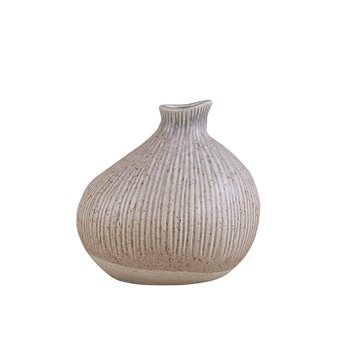Organic Ribbed Vase Stone Shrt