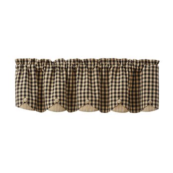 Berry Gingham Lined Scalloped Valance 58X15