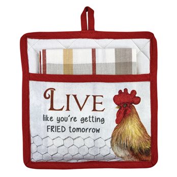 Live Like You'Re Fried Pocket Potholder Set