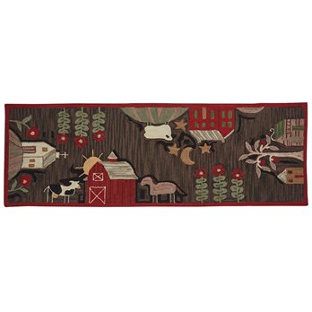 Farm Life Hooked Rug Runner 2X6