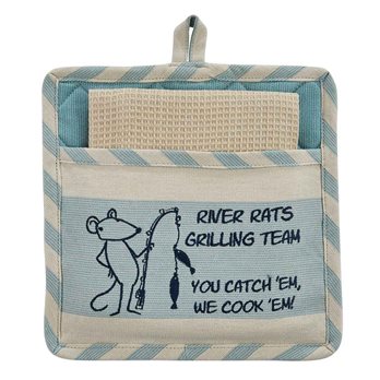 River Runner Stripe River Rats Pocket Potholder Set