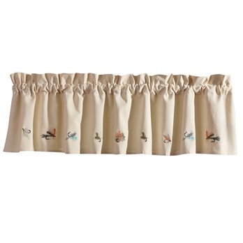 Fly Fishing Lined Embroidered Valance 60" X 14"