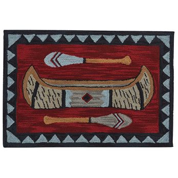 Wilderness Canoe Hooked Rug 2X3