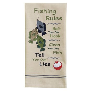Fishing Rules Embroidered Dishtowel