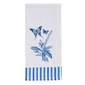 Butterfly Embroidered Dishtowel - Blue