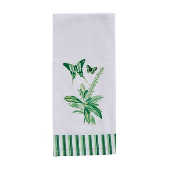 Butterfly Embroidered Dishtowel - Green