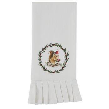 Farmhouse Squirrel Printed/Embroidered Flour Sack Dishtowel