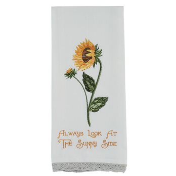 Always Look At The Sunny Side Embroidered Dishtowel