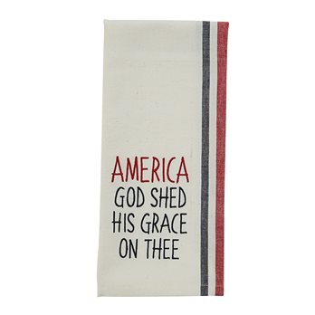 America God Shed His Grace Embroidered Dishtowel