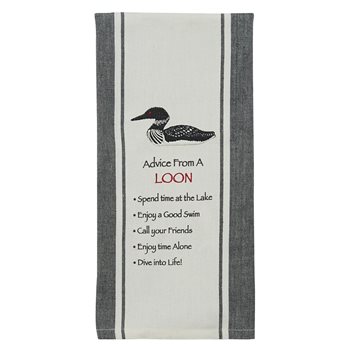 Advice From A Loon Printed Embroidered Dishtowel
