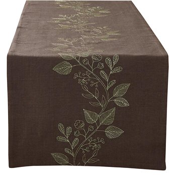 Embroidered Vine Table Runner 15X72
