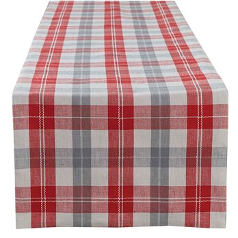 Alpine Plaid Table Runner Red 15X72
